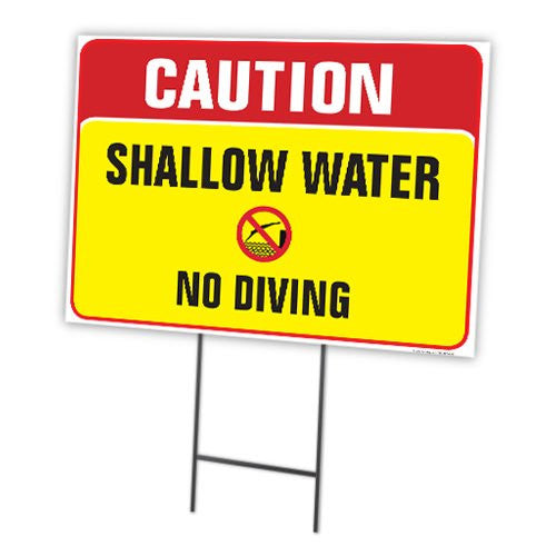 Caution Shallow Water No Diving Full Color Double Sided Sign 